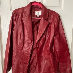 Red leather coat